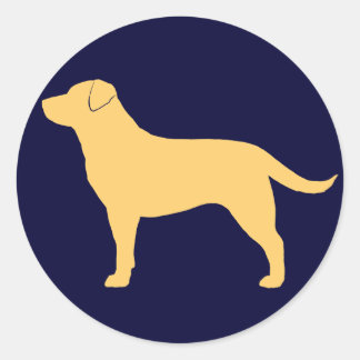 Adesivo Redondo Silhueta de cães de varejista amarelo