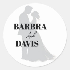 Adesivo Redondo Silhueta de Casal preto e branco moderno minimalis