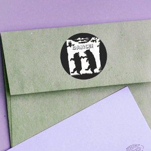 Adesivo Redondo Silhueta de dança do preto dos ursos