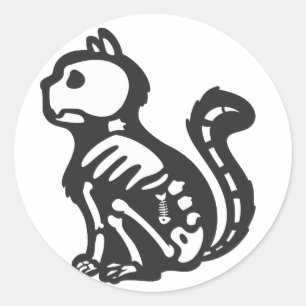 Adesivo Redondo Silhueta de desenho de gato - Escolher cor de trás