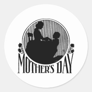 Adesivo Redondo Silhueta de Dia de as mães Retroativo