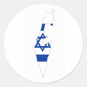 Adesivo Redondo silhueta de forma de mapa de bandeira israel count