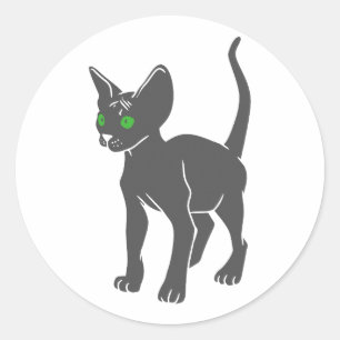 Adesivo Redondo Silhueta de gato egípcio - Escolha a cor de trás