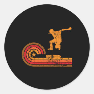 Adesivo Redondo Silhueta de Skate Retro dos Anos 70 Skate