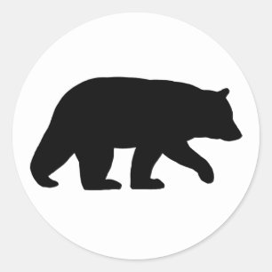 Adesivo Redondo Silhueta de Urso Preto Animais selvagens