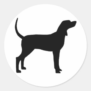 Adesivo Redondo Silhueta do Coonhound (preto)