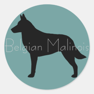 Adesivo Redondo Silhueta do Malinois Belga