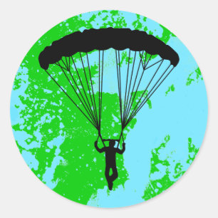 Adesivo Redondo silhueta do skydiver