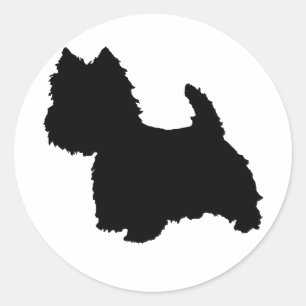 Adesivo Redondo Silhueta do Terrier Branco do West Highland