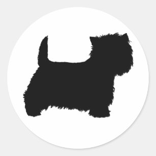 Adesivo Redondo Silhueta do Terrier West Highland White