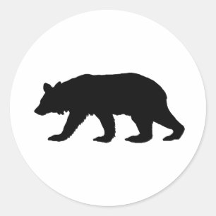 Adesivo Redondo Silhueta do urso preto