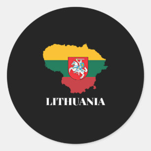 Adesivo Redondo Silhueta e bandeira da Lituânia