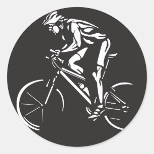 Adesivo Redondo silhueta inversa de ciclista