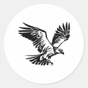 Adesivo Redondo Silhueta Osprey Elegante em monocromo