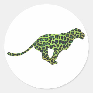 Adesivo Redondo Silhueta Preta e Verde-Leopardo