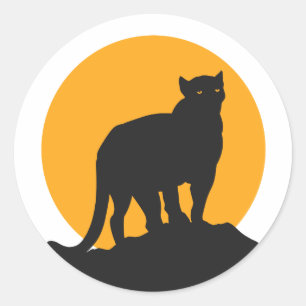 Adesivo Redondo Silhueta preta para pôr do sol