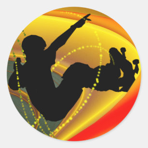 Adesivo Redondo Silhueta Skateboarding na bacia