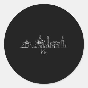 Adesivo Redondo Silhueta Urbana de Kiev Ucrânia