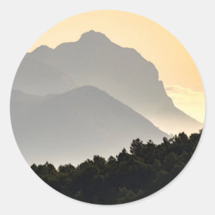 Adesivo Redondo Silhuetas das montanhas
