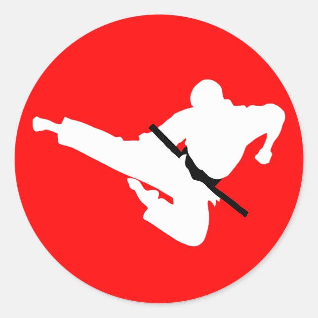 Adesivo Redondo silhuetas de artes marciais (Frente)