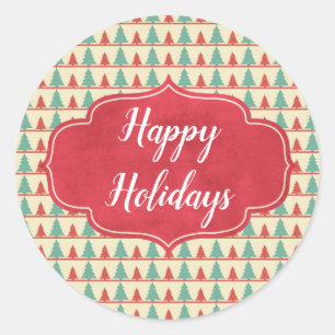 Adesivo Redondo Silhuetas de Árvore Retroativa Personalizáveis