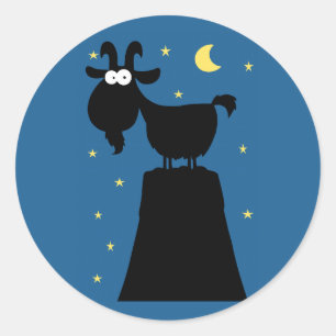 Adesivo Redondo Silhuette of Goat on Mountain