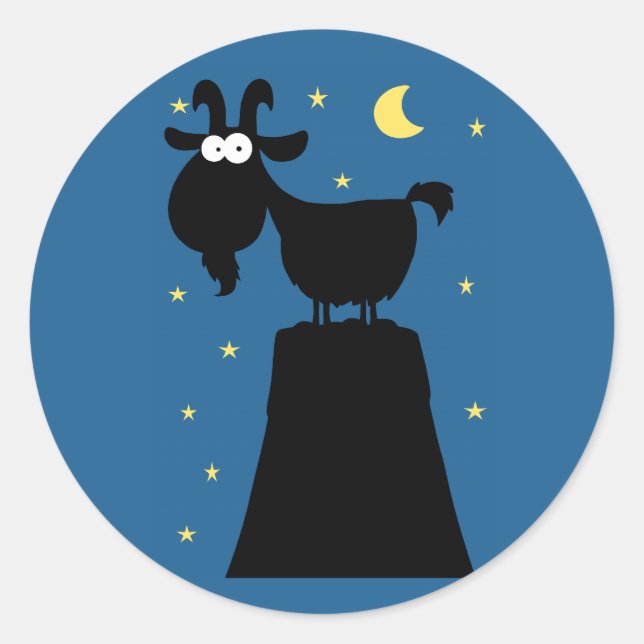 Adesivo Redondo Silhuette of Goat on Mountain (Frente)