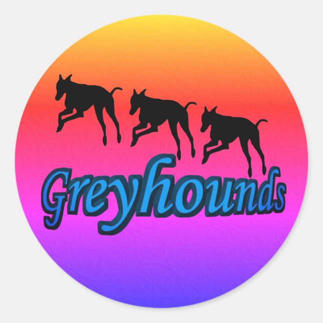 Adesivo Redondo Silhuettes de Greyhound em Execução (Frente)
