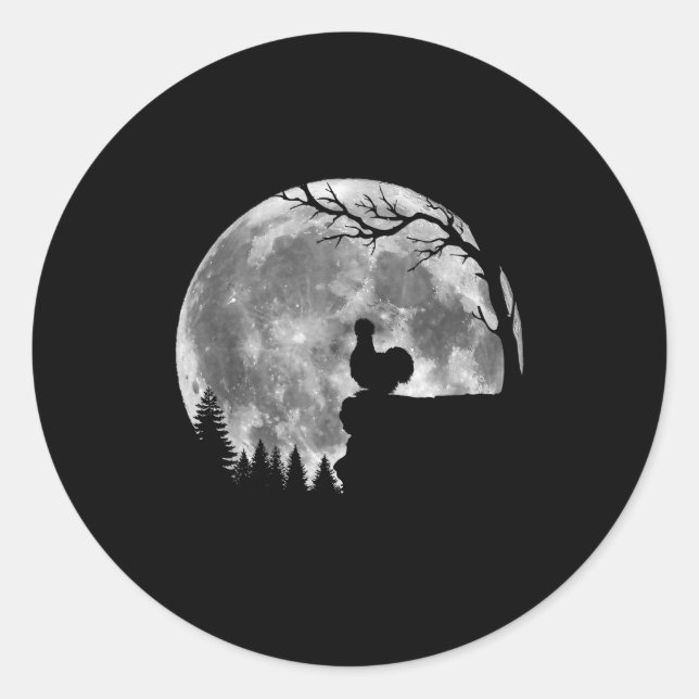 Adesivo Redondo Silkie Chicken Moon Silhouette Funny Lazy Hallowee (Frente)