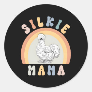 Adesivo Redondo Silkie Mama Silky Chicken Mãe Fazenda Animal