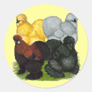 Adesivo Redondo Silkies:  Galos Assorted