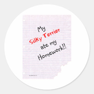 Adesivo Redondo Silky Terrier Comeu meu dever de casa - Sticker