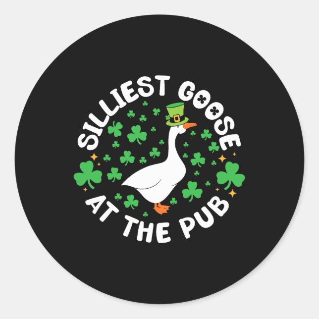 Adesivo Redondo Silliest Goose At The Pub Funny Shamrock St Patric (Frente)