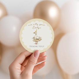 Adesivo Redondo Silly Goose 3rd Birthday Yellow Watercolor