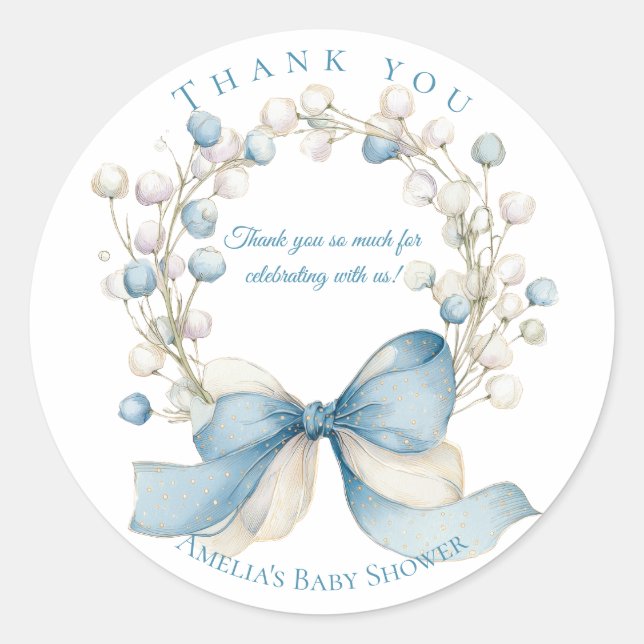 Adesivo Redondo Silly Goose Blue Floral Round Favor Sticker (Frente)