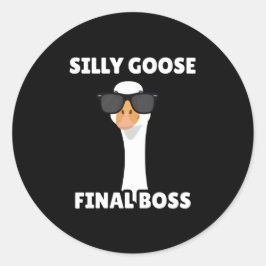 Adesivo Redondo Silly Goose Funny Black Sticker