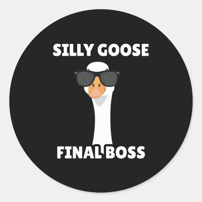 Adesivo Redondo Silly Goose Funny Black Sticker (Frente)