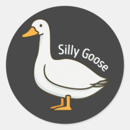 Adesivo Redondo Silly Goose Funny Cartoon Goose