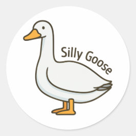 Adesivo Redondo Silly Goose Funny Cartoon Goose