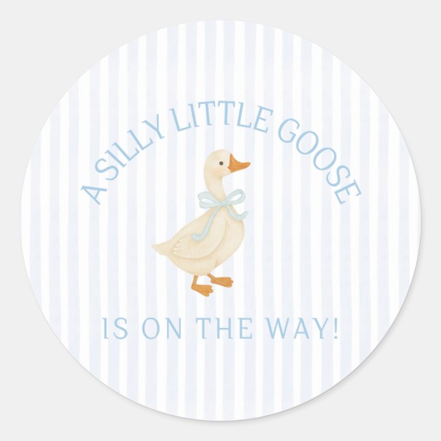 Adesivo Redondo Silly Little Goose Baby Shower  (Frente)