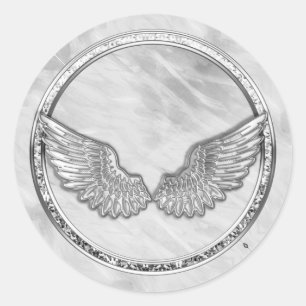 Adesivo Redondo Silver Angel Wings Classic Round