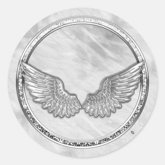 Adesivo Redondo Silver Angel Wings Classic Round (Frente)