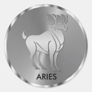Adesivo Redondo Silver Aries - Sinal de Zodíaco