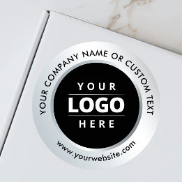 Adesivo Redondo Silver Black Business Logo Shipping Promotional