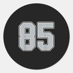 Adesivo Redondo Silver Black White Number 85 Jersey Player Uniform