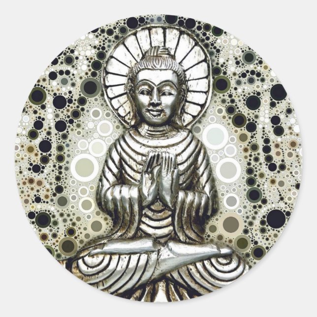 Adesivo Redondo Silver Buddha Stickers (Frente)