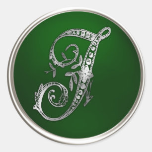 Adesivo Redondo Silver e Emerald Monograma J Envelope Seal