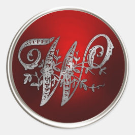 Adesivo Redondo Silver e Monograma Vermelho W Envelope Selo