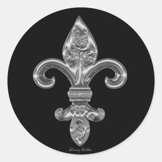 Adesivo Redondo Silver Fleur De Li Sticker (Frente)