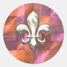 Adesivo Redondo Silver Fleur de Lis em Laranja Geométrico e Roxo
